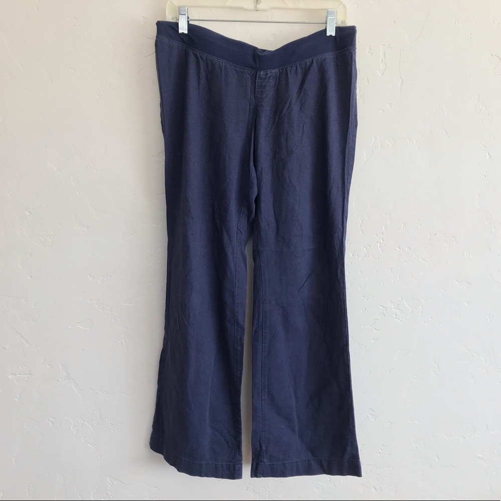 Old Navy Blue Linen Blend Bootcut Maternity Pants Medium